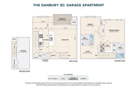 Floor plan for 2 beds, 2.5 baths, 1277 sqft